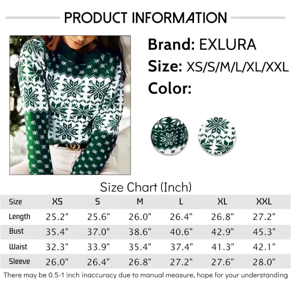 EXLURA Patterns Reindeer Ugly Christmas Sweater Jumper Pullover Tops