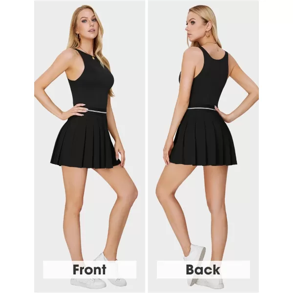 EXLURA Women 2024 Girls High Waist A-Line Pleated Mini Skirt Skort Skater Tennis Skirt Lining Shorts