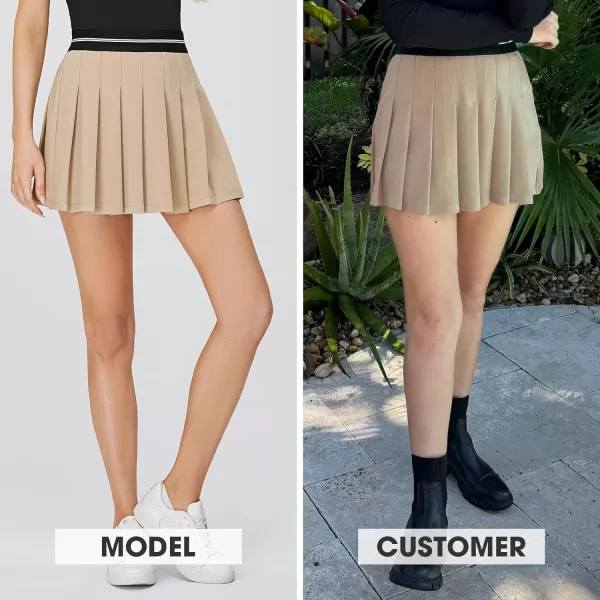 EXLURA Women 2024 Girls High Waist A-Line Pleated Mini Skirt Skort Skater Tennis Skirt Lining Shorts