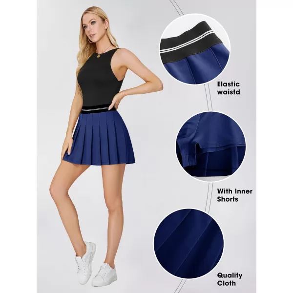 EXLURA Women 2024 Girls High Waist A-Line Pleated Mini Skirt Skort Skater Tennis Skirt Lining Shorts