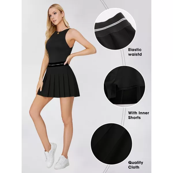 EXLURA Women 2024 Girls High Waist A-Line Pleated Mini Skirt Skort Skater Tennis Skirt Lining Shorts