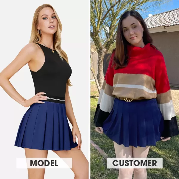 EXLURA Women 2024 Girls High Waist A-Line Pleated Mini Skirt Skort Skater Tennis Skirt Lining Shorts