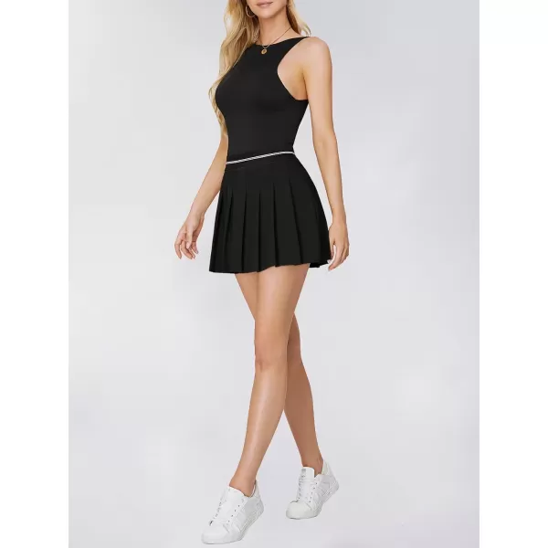 EXLURA Women 2024 Girls High Waist A-Line Pleated Mini Skirt Skort Skater Tennis Skirt Lining Shorts