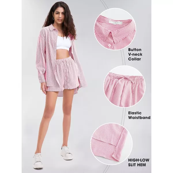 EXLURA Women's 2 Piece Outfits Long Sleeve Button Down Shirts Matching Short Sets Maternity Lounge Pajama Gym Workout 2024