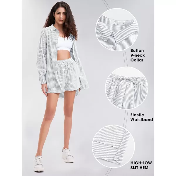 EXLURA Women's 2 Piece Outfits Long Sleeve Button Down Shirts Matching Short Sets Maternity Lounge Pajama Gym Workout 2024