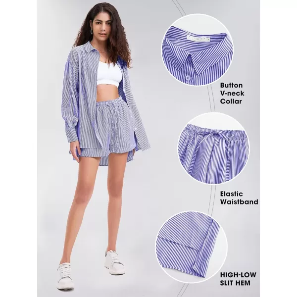 EXLURA Women's 2 Piece Outfits Long Sleeve Button Down Shirts Matching Short Sets Maternity Lounge Pajama Gym Workout 2024