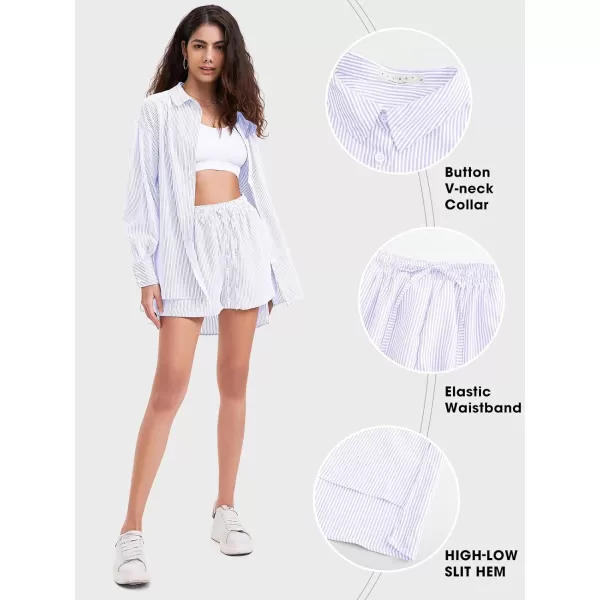 EXLURA Women's 2 Piece Outfits Long Sleeve Button Down Shirts Matching Short Sets Maternity Lounge Pajama Gym Workout 2024