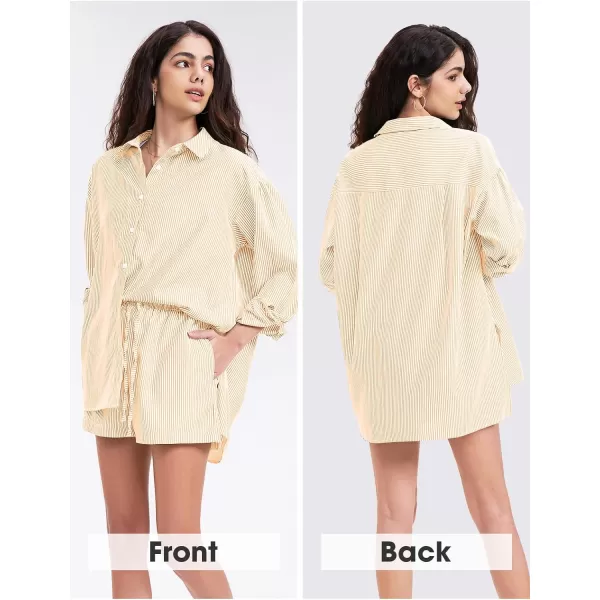 EXLURA Women's 2 Piece Outfits Long Sleeve Button Down Shirts Matching Short Sets Maternity Lounge Pajama Gym Workout 2024