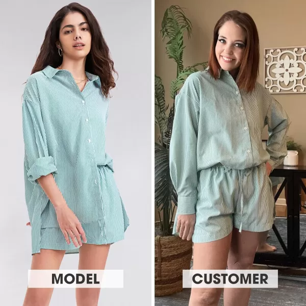 EXLURA Women's 2 Piece Outfits Long Sleeve Button Down Shirts Matching Short Sets Maternity Lounge Pajama Gym Workout 2024