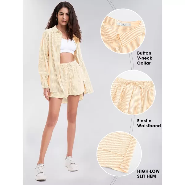 EXLURA Women's 2 Piece Outfits Long Sleeve Button Down Shirts Matching Short Sets Maternity Lounge Pajama Gym Workout 2024