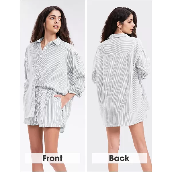 EXLURA Women's 2 Piece Outfits Long Sleeve Button Down Shirts Matching Short Sets Maternity Lounge Pajama Gym Workout 2024