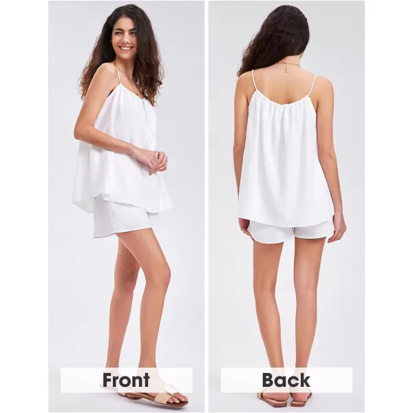 EXLURA Women's 2024 2 Piece Pajama Set Sleeveless Top and Shorts Set Loungewear Sleepwear Sets with Pockets Summer Pjs Sets