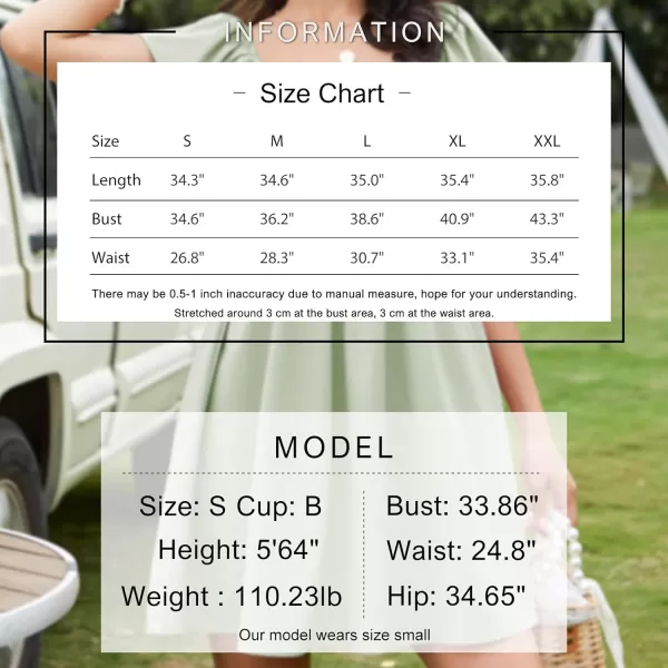 EXLURA Womens 2024 Casual Short Sleeve Square Neck Cap Sleeve Dress High Waist A-Line Summer Smocked Back Mini Dresses