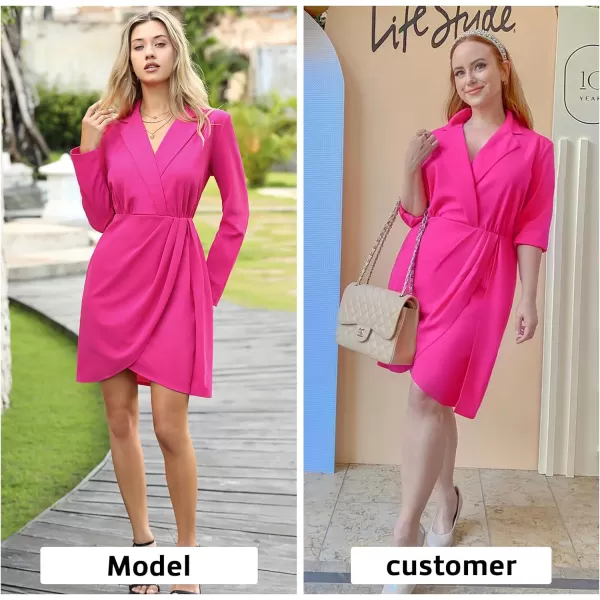 EXLURA Women's 2024 Long Sleeve Wrap V Neck Bodycon Formal Work Dress Ruched Cocktail Mini Dress Elegant Teacher Dresses