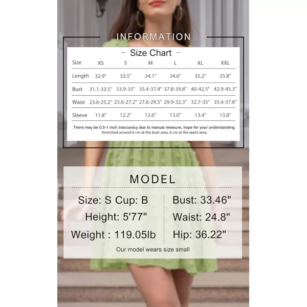 EXLURA Women's 2024 Summer Casual Ruffle Short Sleeve Swiss Dot Mini Dress Smocked Square Neck Flowy Sundress