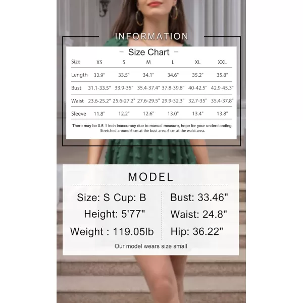 EXLURA Women's 2024 Summer Casual Ruffle Short Sleeve Swiss Dot Mini Dress Smocked Square Neck Flowy Sundress