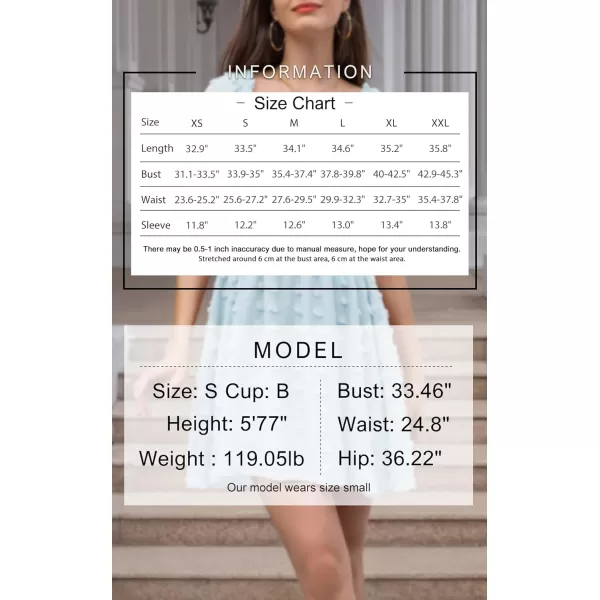 EXLURA Women's 2024 Summer Casual Ruffle Short Sleeve Swiss Dot Mini Dress Smocked Square Neck Flowy Sundress