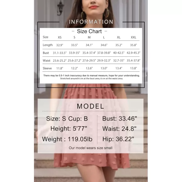 EXLURA Women's 2024 Summer Casual Ruffle Short Sleeve Swiss Dot Mini Dress Smocked Square Neck Flowy Sundress