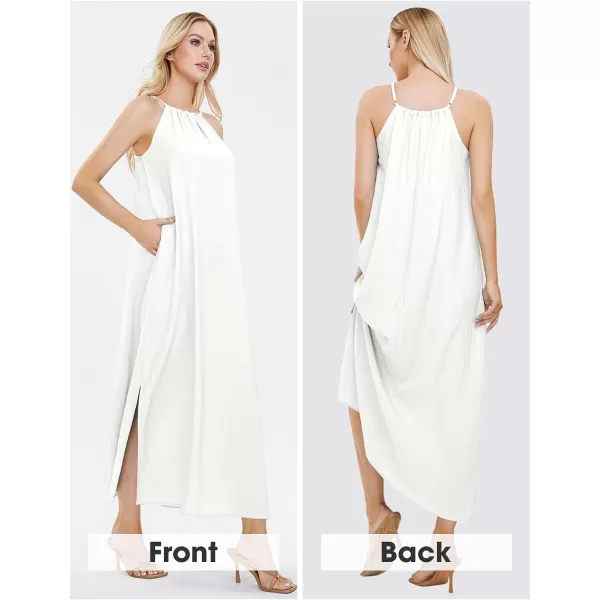 EXLURA Women's 2024 Summer Casual Sleeveless Beach Maxi Dress Plus Size Flowy Long Dress with Pockets Vacation Outfit