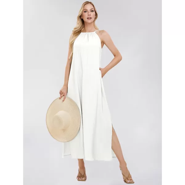 EXLURA Women's 2024 Summer Casual Sleeveless Beach Maxi Dress Plus Size Flowy Long Dress with Pockets Vacation Outfit