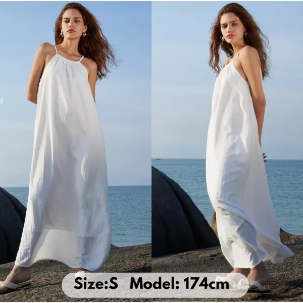 EXLURA Women's 2024 Summer Casual Sleeveless Beach Maxi Dress Plus Size Flowy Long Dress with Pockets Vacation Outfit