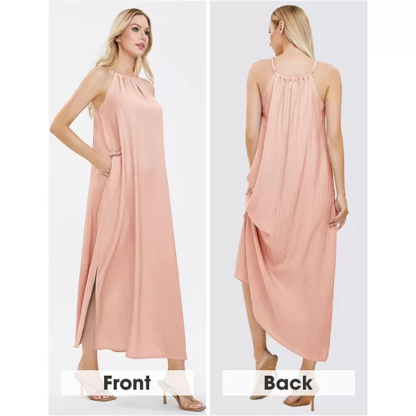 EXLURA Women's 2024 Summer Casual Sleeveless Beach Maxi Dress Plus Size Flowy Long Dress with Pockets Vacation Outfit