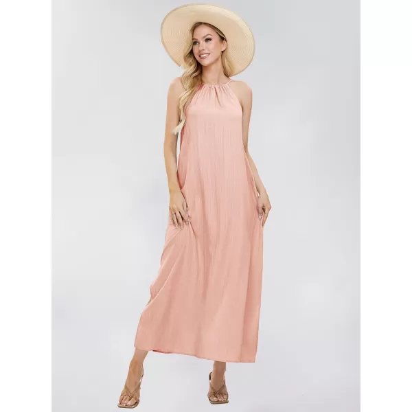 EXLURA Women's 2024 Summer Casual Sleeveless Beach Maxi Dress Plus Size Flowy Long Dress with Pockets Vacation Outfit