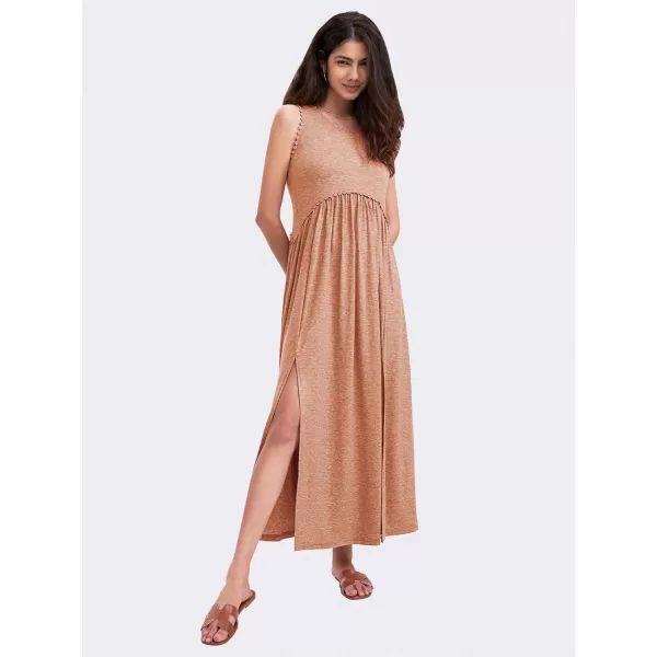 EXLURA Women's 2024 Summer Casual Sleeveless Maxi Maternity Dress Fit &amp; Flare Flowy Long Beach Sundress