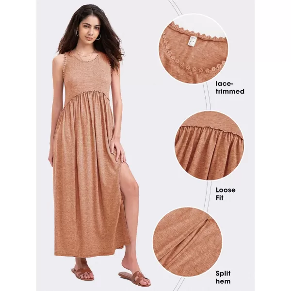 EXLURA Women's 2024 Summer Casual Sleeveless Maxi Maternity Dress Fit &amp; Flare Flowy Long Beach Sundress