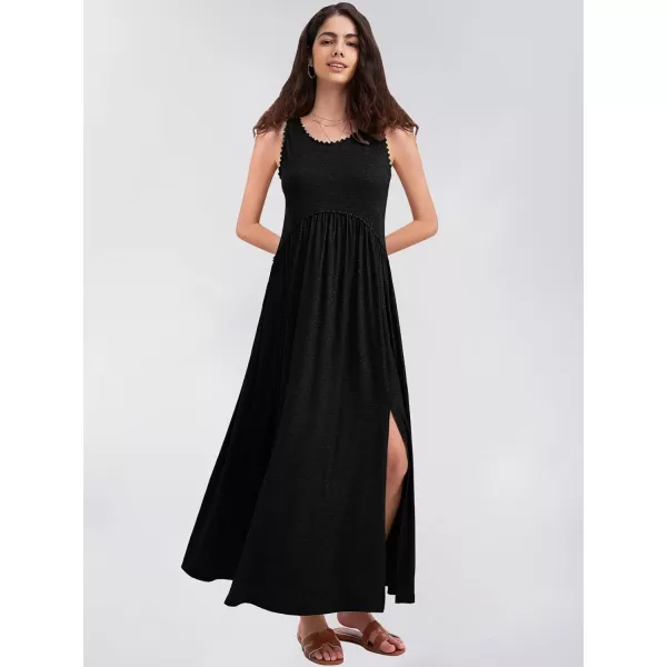 EXLURA Women's 2024 Summer Casual Sleeveless Maxi Maternity Dress Fit &amp; Flare Flowy Long Beach Sundress