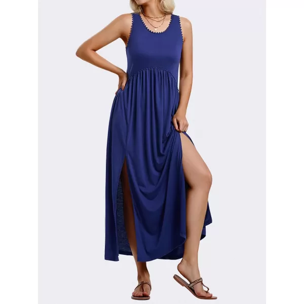 EXLURA Women's 2024 Summer Casual Sleeveless Maxi Maternity Dress Fit &amp; Flare Flowy Long Beach Sundress