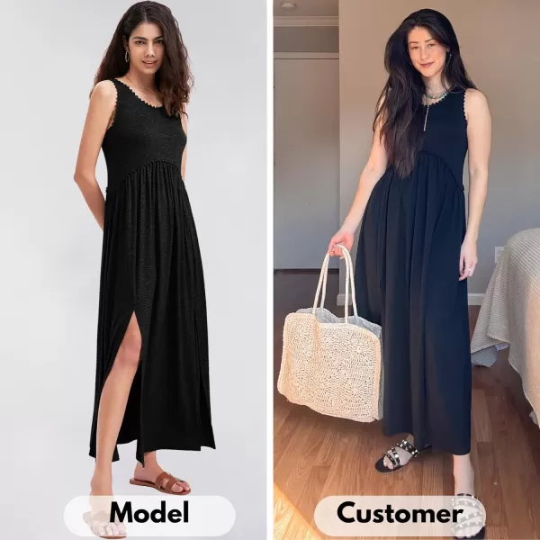 EXLURA Women's 2024 Summer Casual Sleeveless Maxi Maternity Dress Fit &amp; Flare Flowy Long Beach Sundress