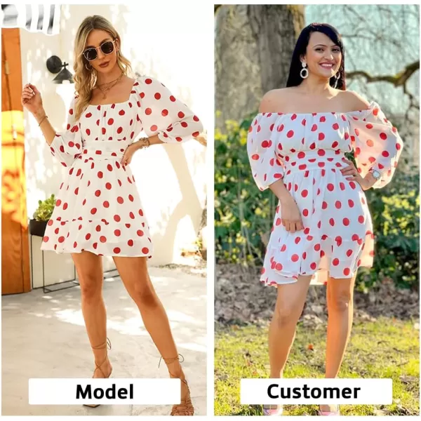 EXLURA Women's 2024 Summer Lantern Short Sleeve Tie Back Casual Dresses Square Neck Off Shoulder A-Line Vintage Mini Dress