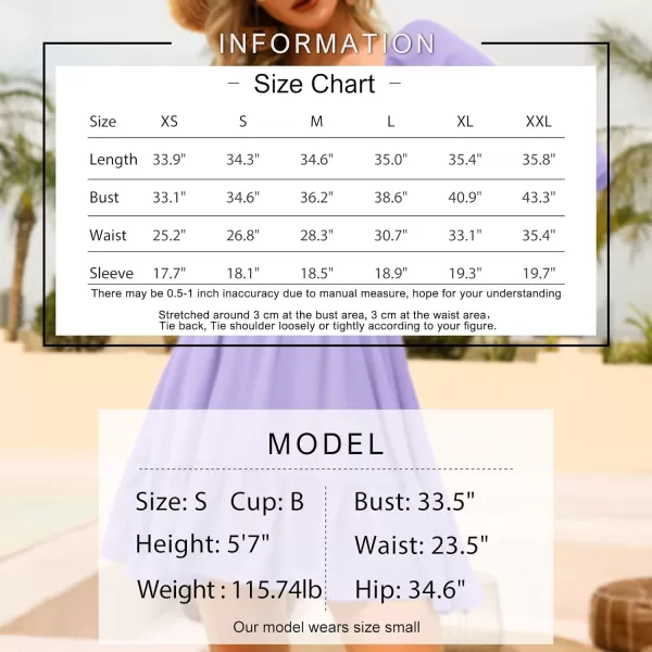 EXLURA Women's 2024 Summer Lantern Short Sleeve Tie Back Casual Dresses Square Neck Off Shoulder A-Line Vintage Mini Dress