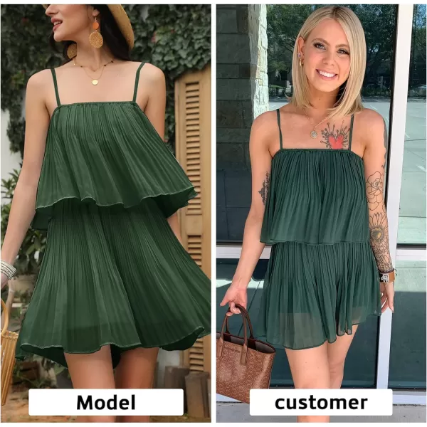 EXLURA Womens 2024 Summer Romper Dress Spaghetti Strap Pleated Fashion Short Jumpsuit Outfits