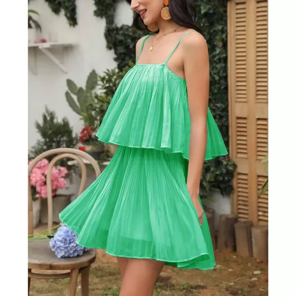 EXLURA Womens 2024 Summer Romper Dress Spaghetti Strap Pleated Fashion Short Jumpsuit Outfits