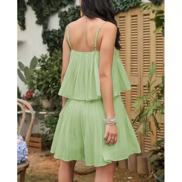 EXLURA Womens 2024 Summer Romper Dress Spaghetti Strap Pleated Fashion Short Jumpsuit Outfits