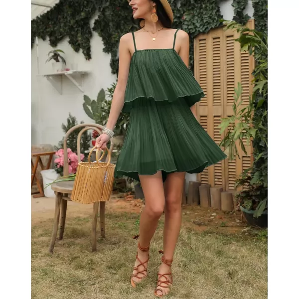 EXLURA Womens 2024 Summer Romper Dress Spaghetti Strap Pleated Fashion Short Jumpsuit Outfits