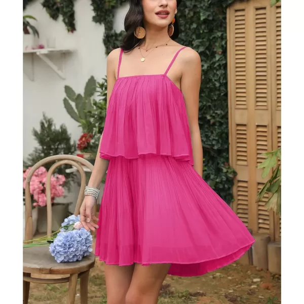 EXLURA Womens 2024 Summer Romper Dress Spaghetti Strap Pleated Fashion Short Jumpsuit Outfits