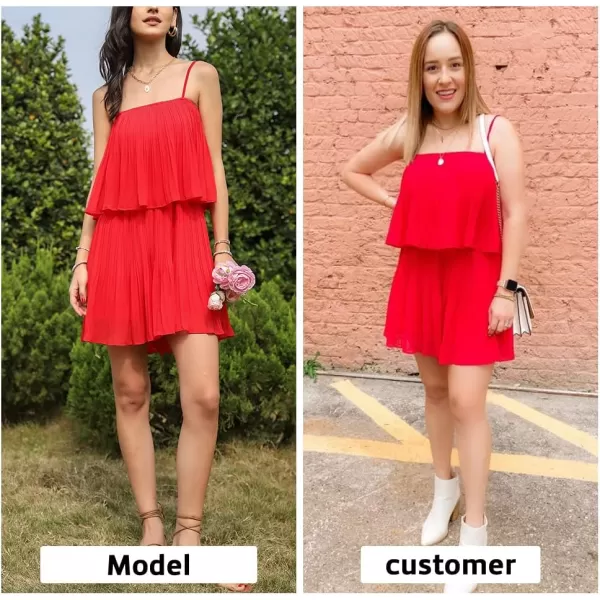 EXLURA Womens 2024 Summer Romper Dress Spaghetti Strap Pleated Fashion Short Jumpsuit Outfits