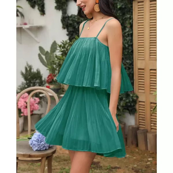 EXLURA Womens 2024 Summer Romper Dress Spaghetti Strap Pleated Fashion Short Jumpsuit Outfits