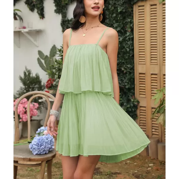 EXLURA Womens 2024 Summer Romper Dress Spaghetti Strap Pleated Fashion Short Jumpsuit Outfits
