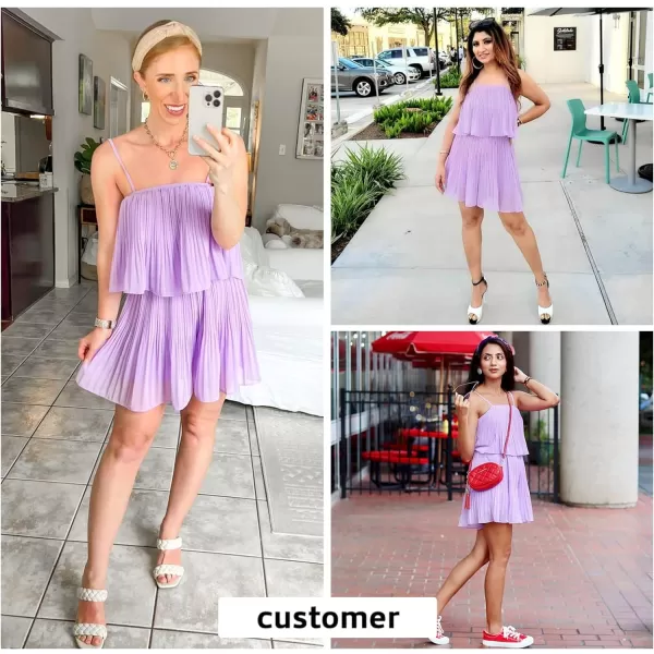 EXLURA Womens 2024 Summer Romper Dress Spaghetti Strap Pleated Fashion Short Jumpsuit Outfits