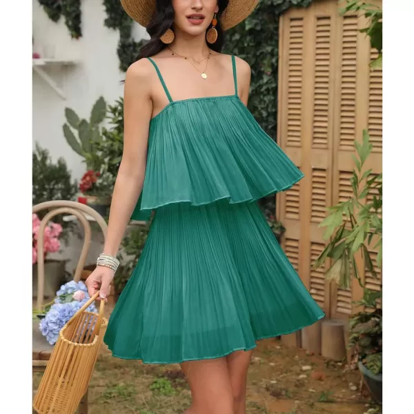 EXLURA Womens 2024 Summer Romper Dress Spaghetti Strap Pleated Fashion Short Jumpsuit Outfits