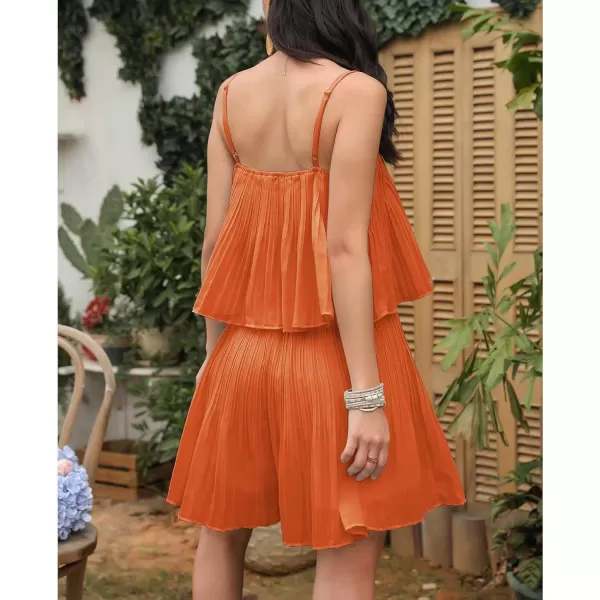 EXLURA Womens 2024 Summer Romper Dress Spaghetti Strap Pleated Fashion Short Jumpsuit Outfits