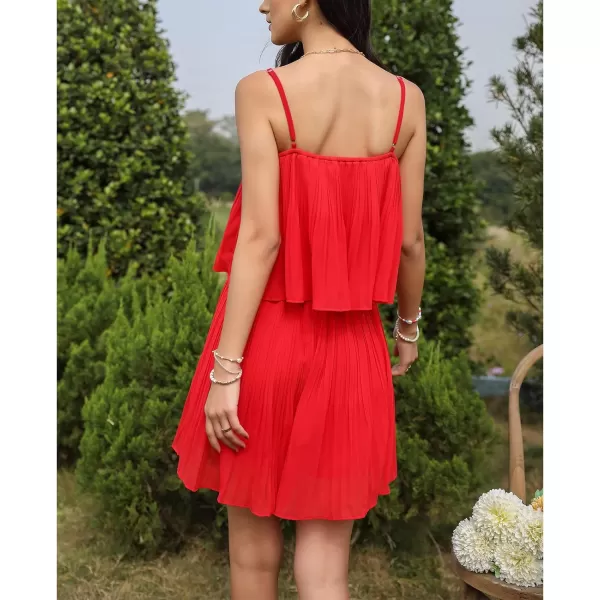 EXLURA Womens 2024 Summer Romper Dress Spaghetti Strap Pleated Fashion Short Jumpsuit Outfits