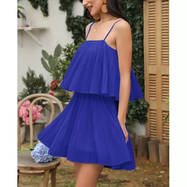 EXLURA Womens 2024 Summer Romper Dress Spaghetti Strap Pleated Fashion Short Jumpsuit Outfits