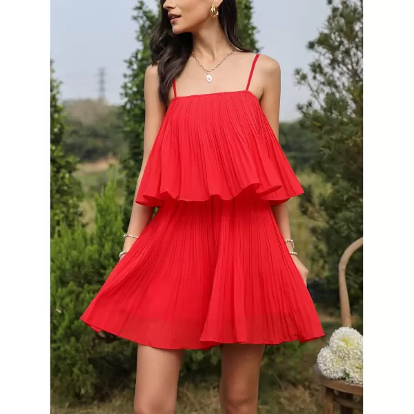 EXLURA Womens 2024 Summer Romper Dress Spaghetti Strap Pleated Fashion Short Jumpsuit Outfits