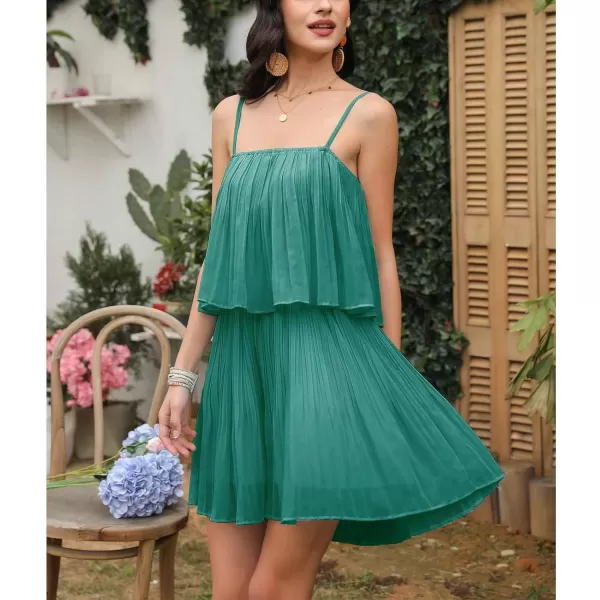 EXLURA Womens 2024 Summer Romper Dress Spaghetti Strap Pleated Fashion Short Jumpsuit Outfits