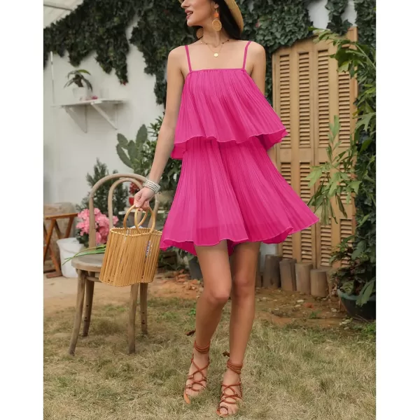 EXLURA Womens 2024 Summer Romper Dress Spaghetti Strap Pleated Fashion Short Jumpsuit Outfits